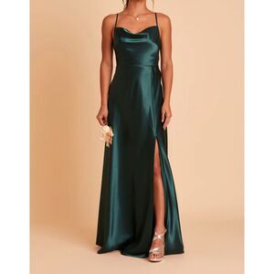 Birdy Grey Lisa Long Shiny Satin Emerald Dress
